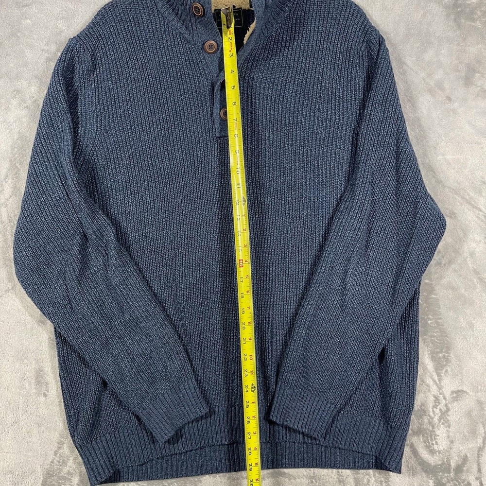 G.H. Bass & Co Mens Blue Chunky Ribbed Knit Sherpa Lined Mock Neck Sweater XXL - Picture 3 of 9